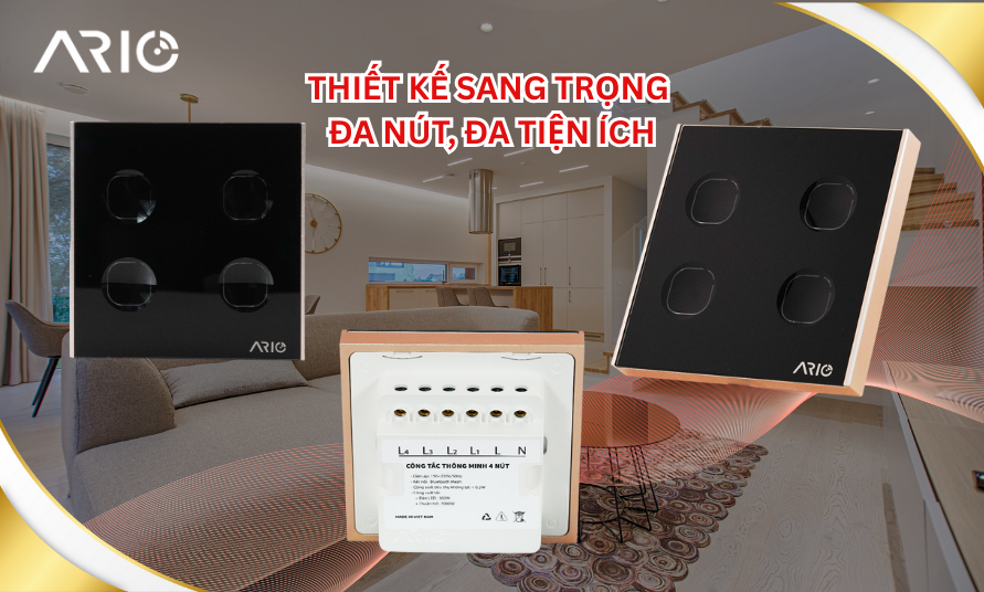 Công tắc cảm ứng thông minh BLE 4 nút vuông 5
