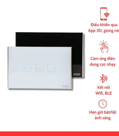 nhà thông minh smarthome Ario Công tắc cảm ứng thông minh BLE 3 nút CN