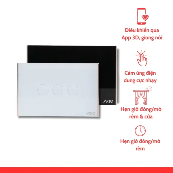 nhà thông minh smarthome Ario Công tắc rèm cảm ứng thông minh BLE Chữ Nhật 0