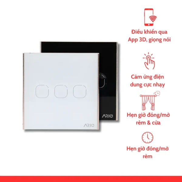 nhà thông minh smarthome Ario Công tắc rèm cảm ứng thông minh BLE Vuông 0